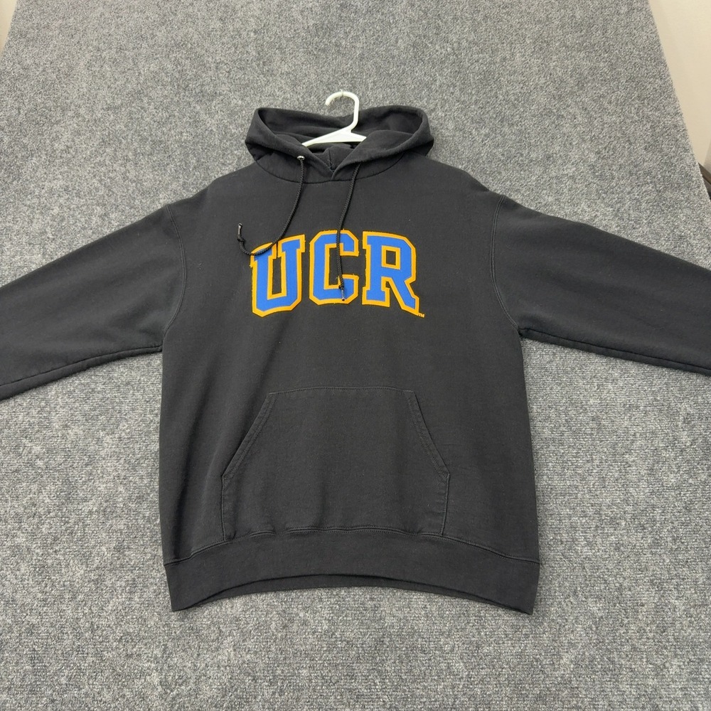 UCR Champion Hoodie Mens M Black Cotton Blend Pullover Collegiate Athletic Style